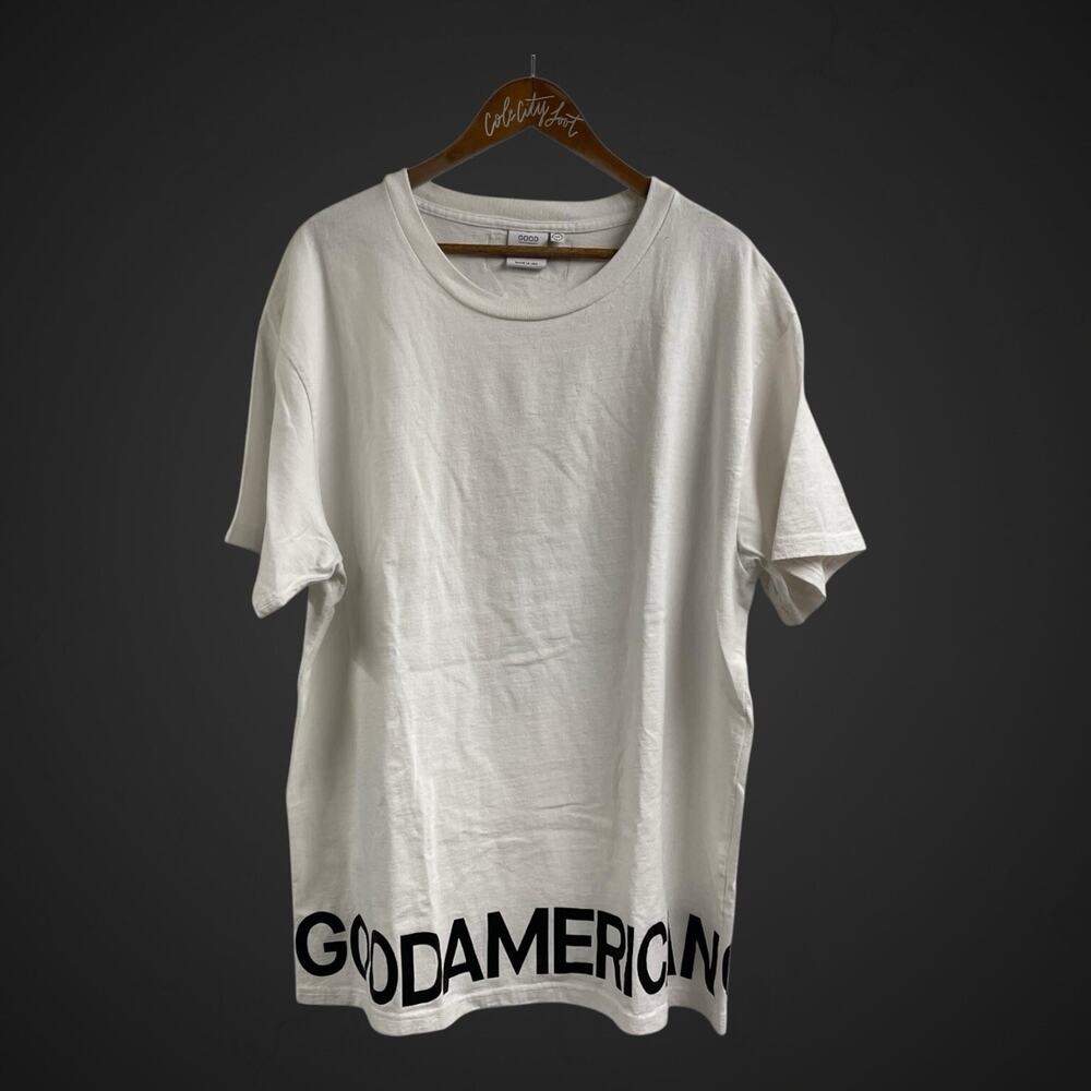 Good American Oversized Big Logo T Shirt 2/3 100% Cotton Made In USA